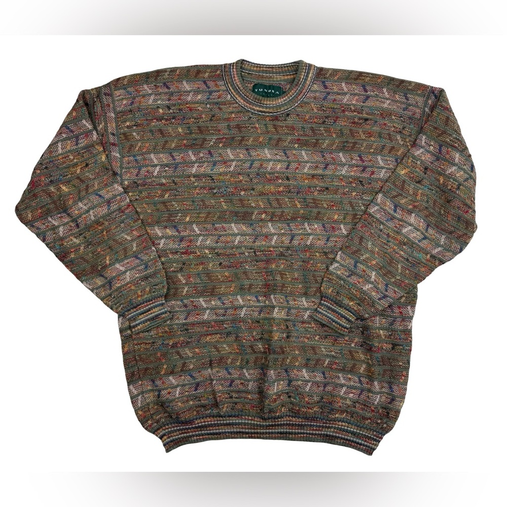 Vtg 90’s Tundra Knit Sweater Mens XL Colorful Coogi Style Rare Crosby Vintage